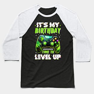 It'S My Birthday Boy Time To Level Up Video Game Bday Boys Baseball T-Shirt